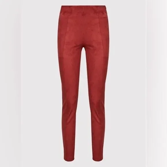GUESS Women's Maya Faux Suede Leggings pants size L Bordeaux - Picture 3 of 15